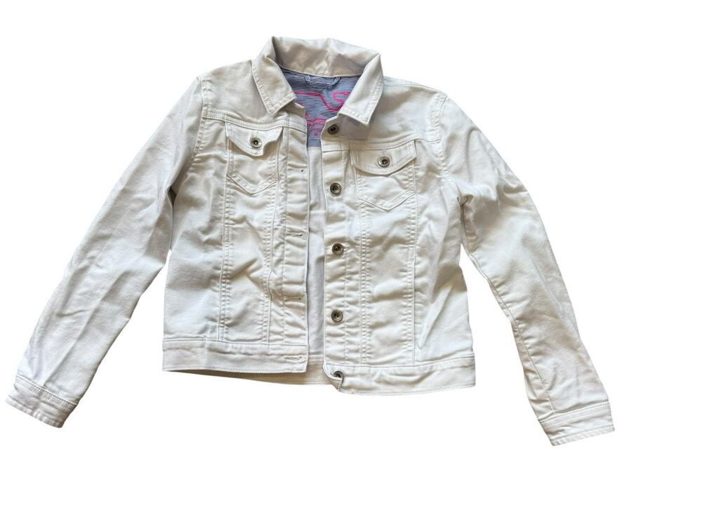 Vineyard Vines White Denim Jacket Girls Size Medium 10/12